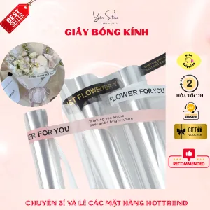 Cuộn Giấy Bóng Kính Viền Chữ Màu Trắng Dùng Gói Hoa, Giỏ Trái Cây, Gói Bánh Kẹo, Quà Tặng